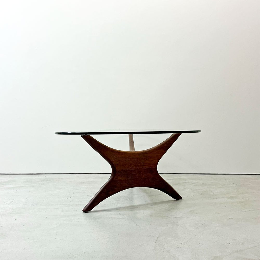 エイドリアン パーサル Adrian Pearsall ガラストップ コーヒーテーブル ウォールナット材 W127cm ミッドセンチュリー ビンテージ ●