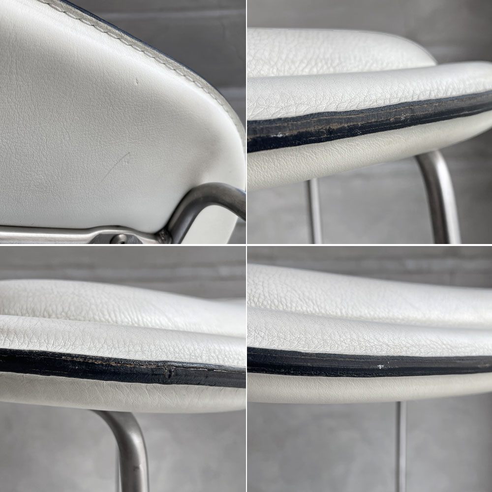 カッペリーニ Cappellini ハイパッドスツール Hi pad Stool ホワイトレザー×ステンレススチール ジャスパー・モリソン Jasper Morrison イタリアモダン ♪