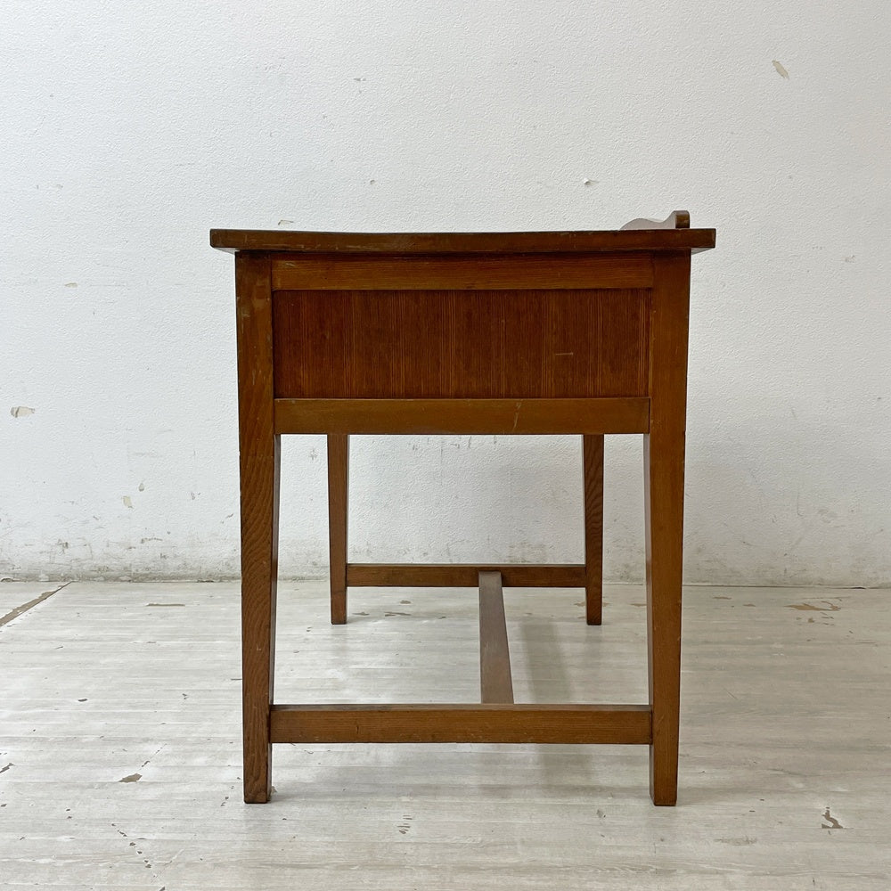 ジャパンビンテージ Japan Vintage 古い木味のデスク 片袖机 抽斗3杯 W85cm 国産家具 昭和レトロ ●