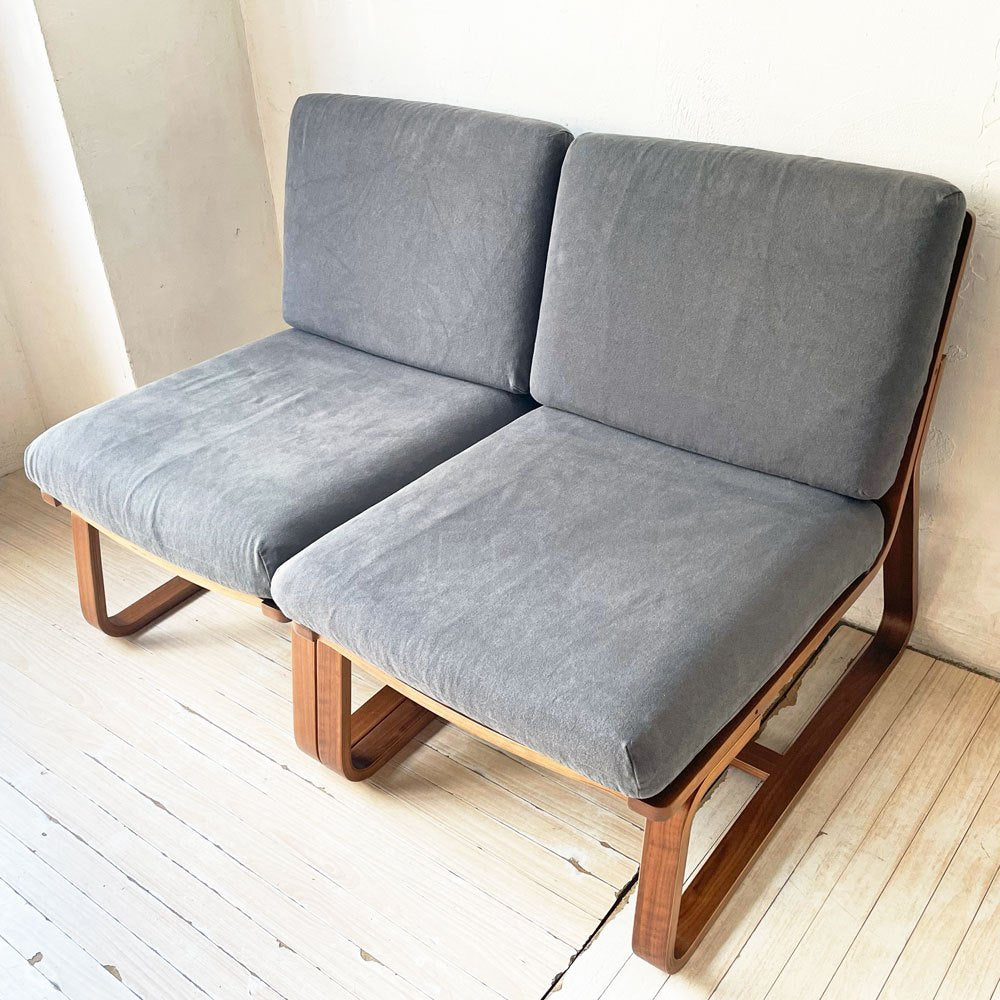 無印良品 MUJI リビングでもダイニングでもつかえるソファチェア ウォールナット材 2シーター カバーリング セパレート ★