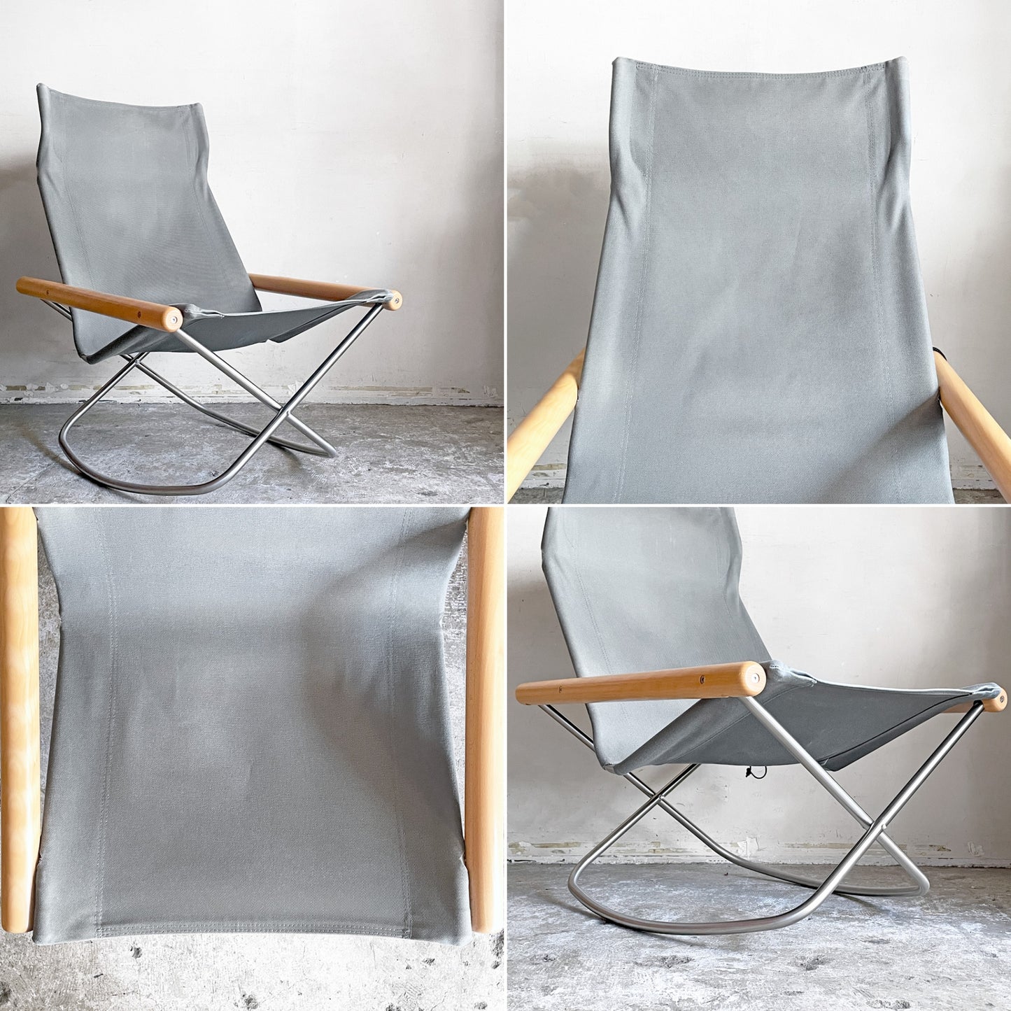 ニーチェアX  NY chair X フォールディングチェア ロッキング 折り畳み ナチュラル×グレー  MoMA 藤栄 新居 猛 ■