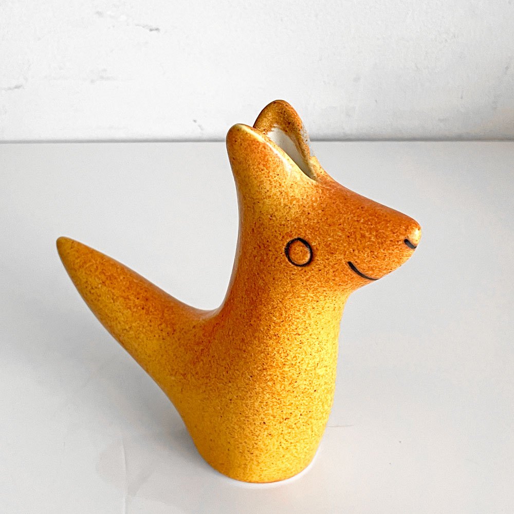 鹿児島睦 Makoto Kagoshima エンリトゥンヴァン En Liten Van きつね FOX ブラウン フラワーベース オブジェ 陶器 Keramikstudion 北欧 スウェーデン 現代作家 ■