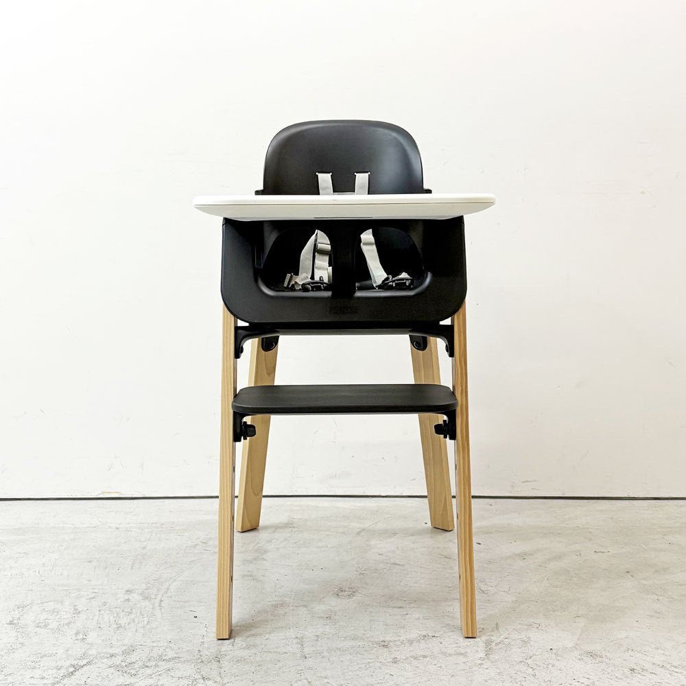 ストッケ STOKKE ステップス チェア Steps Chair ベビーチェア ブラック×ホワイト ベビーセット トレイ付き  ●