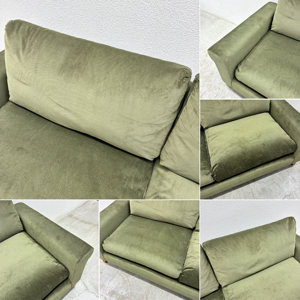 トラックファニチャー TRUCK FURNITURE FK ソファ 3シーター W204cm フェザークッション ウォールナット無垢材 × 張地張替済 参考価格約55万円の品 〓