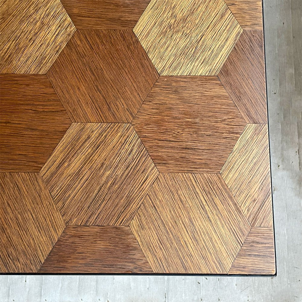 バーンウッドファニチャー Barn Wood Furniture ハニカム柄天板 × アイアン 2人掛け テーブル ダイニング ワーク オーダー品 75×65cm インダストリアル  ♪