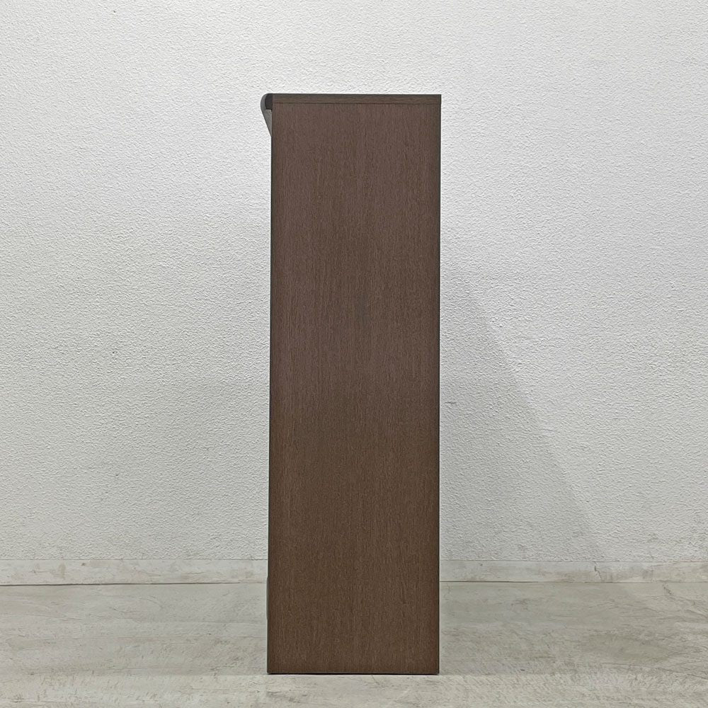 浜本工芸 No3600 書棚H 本棚 ミニキャビネット w85cm カフェオーク色 2ドロワー シンプルデザイン〓