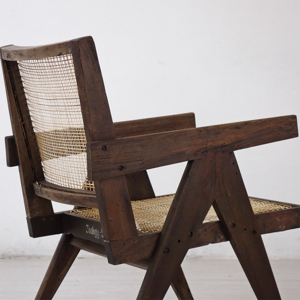 ピエール・ジャンヌレ Pierre Jeanneret イージーチェア Easy Chair チーク無垢材 チャンディーガル レター有 1950s Zoology-57 ビンテージ ●