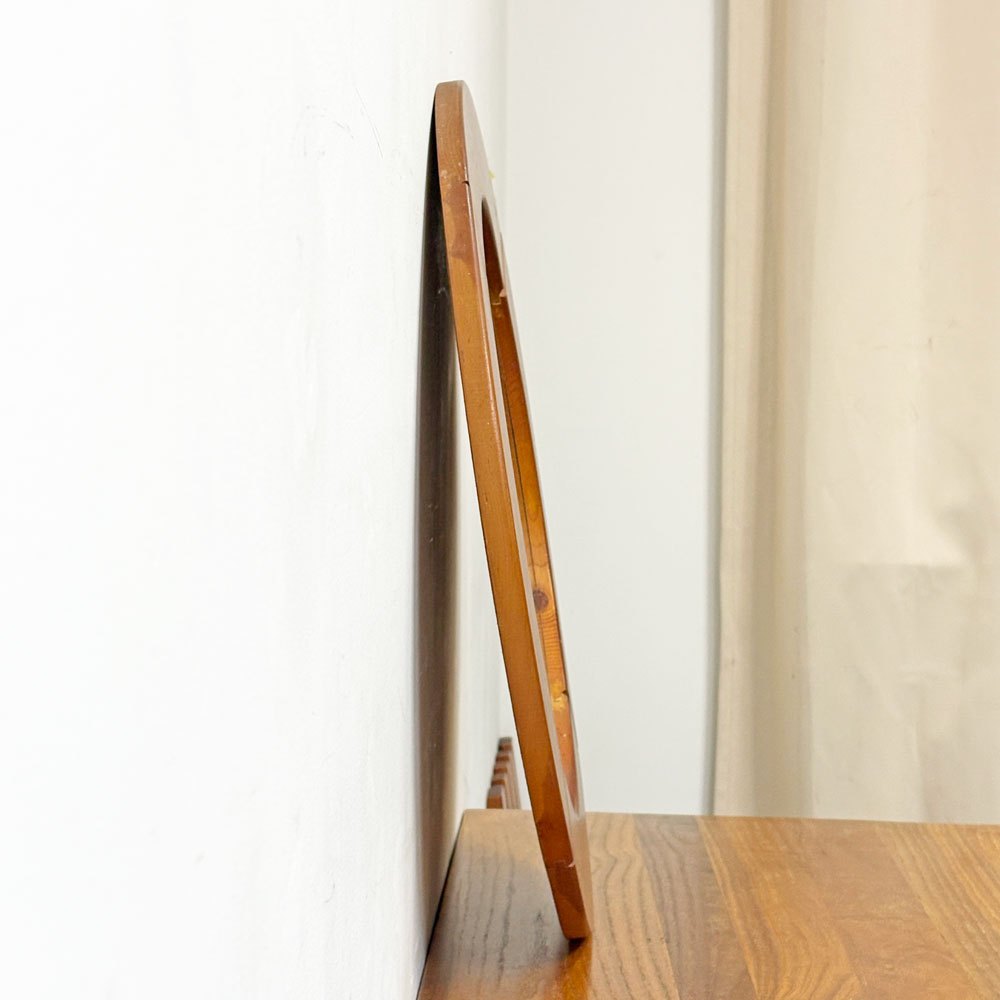 グラスマスター GLAS MASTER ラウンドミラー 木製フレーム  Φ58cm パイン材 ナチュラル 北欧ビンテージ スウェーデン  ●