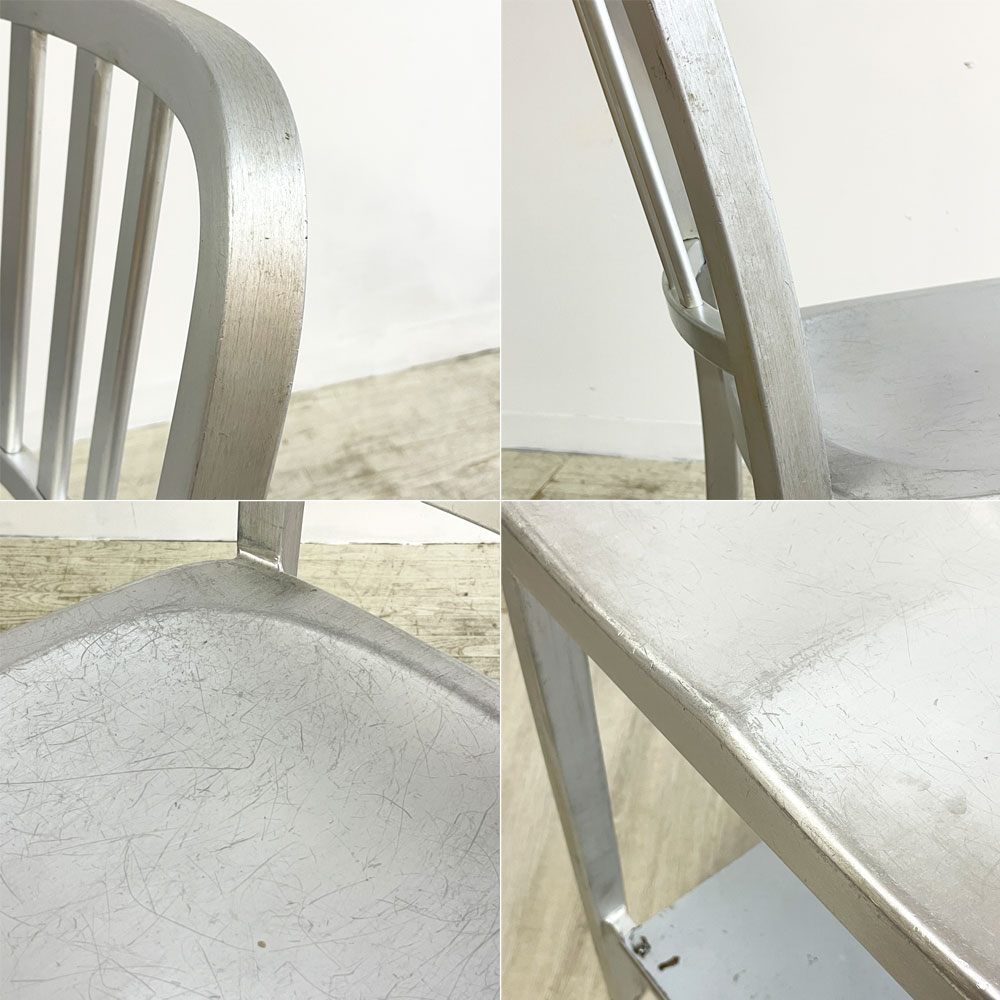 ネイビーバースツール Navy BarStool カウンターチェア リプロダクト アルミニウム インダストリアル デザイン H100cm A ●