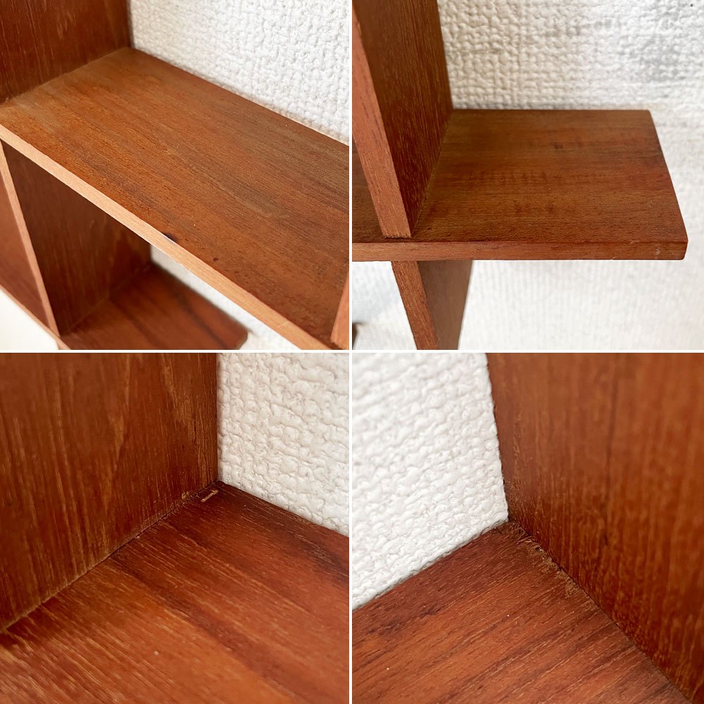 スウェーデンビンテージ Swedish Vintage チーク材 ウォールクロスシェルフ ディスプレイラック 52.5×52.5cm 壁掛け ミッドセンチュリー 北欧家具 B ◎