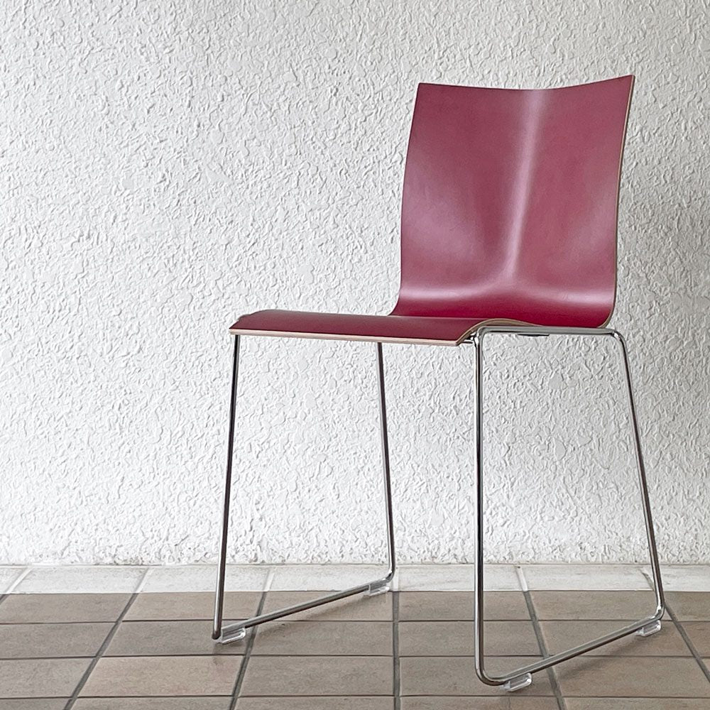 エンゲルブレヒト Engelbrechts チャリック CHAIRIK 107 ダイニングチェア スタッキング そり足 ボルドー 未使用品 デンマーク B ◇