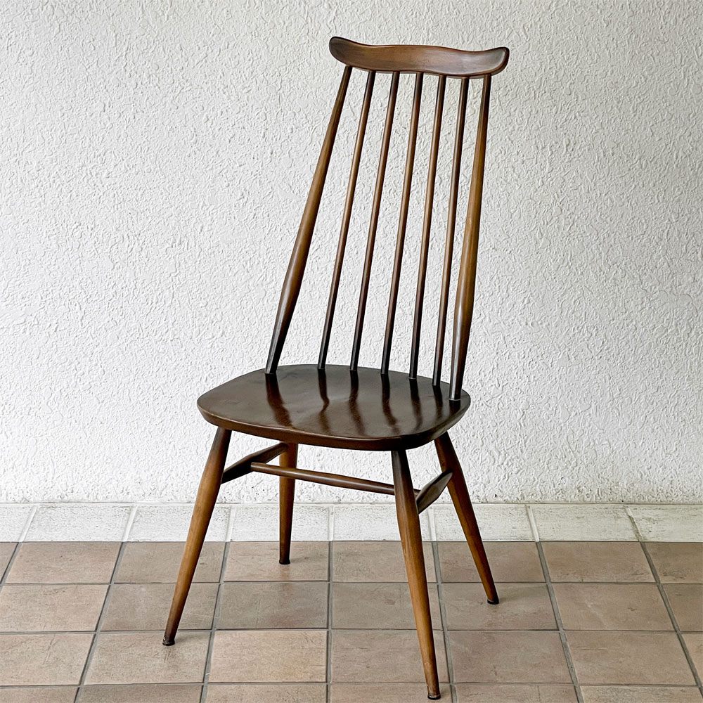 アーコール Ercol ゴールドスミス ダイニングチェア コロニアル ハイバック スティックバック エルム材 UKビンテージ 英国家具 ◇