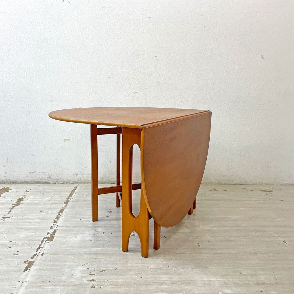ジェンティーク Jentique ゲートレッグ テーブル gate leg table チーク材 クロスレッグ バタフライテーブル  UKビンテージ ●