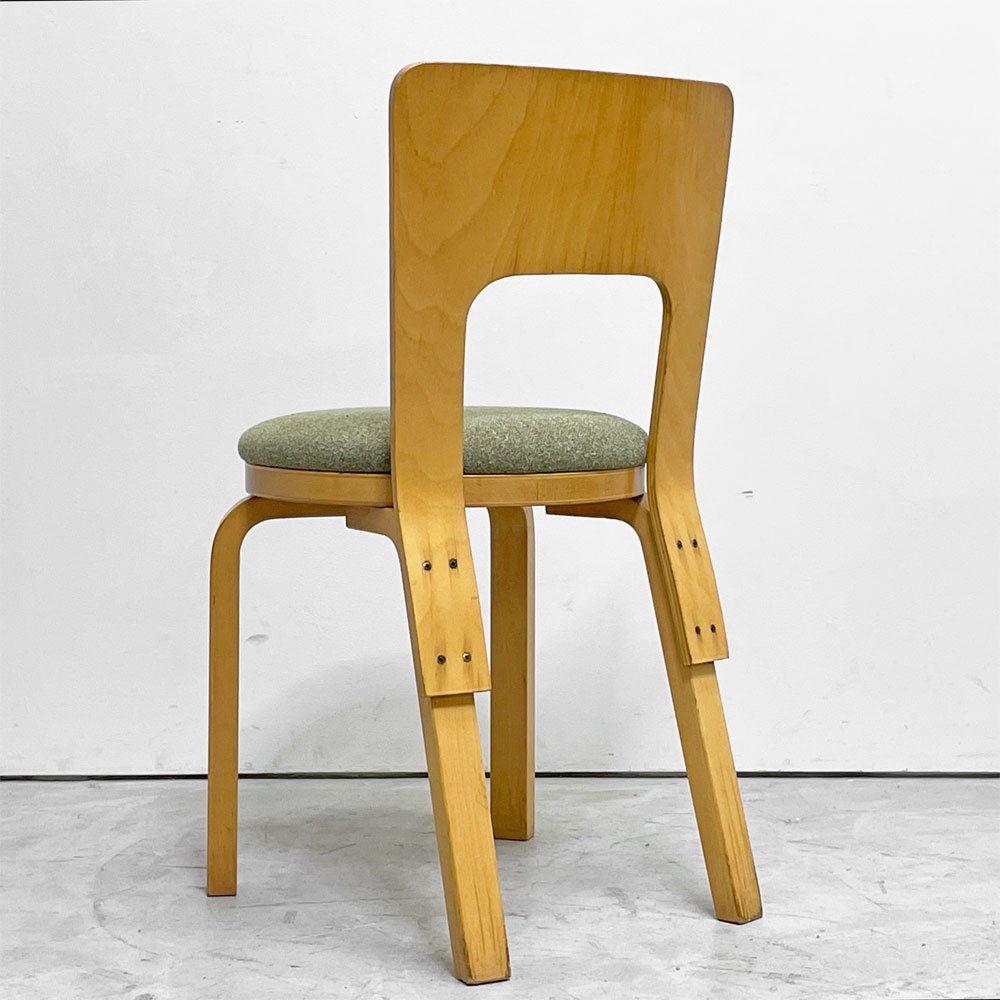 アルテック artek チェア66 CHAIR66 ダイニングチェア ナチュラルラッカー バーチ材 ファブリックシート アルヴァ・アアルト フィンランド 北欧家具 ビンテージ B ●