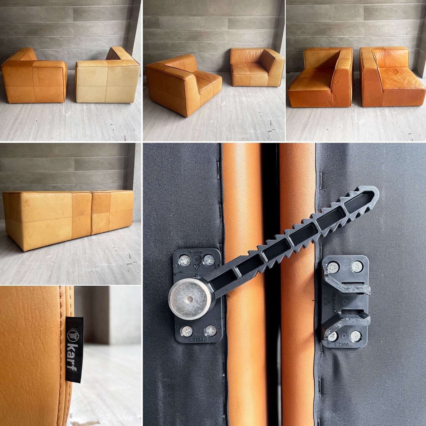 カーフ Karf グローヴソファ レザー Glove Sofa Leather 3人掛け 3Pソファ 本革 フルグレインレザー セパレート W200  定価￥836,000- ♪