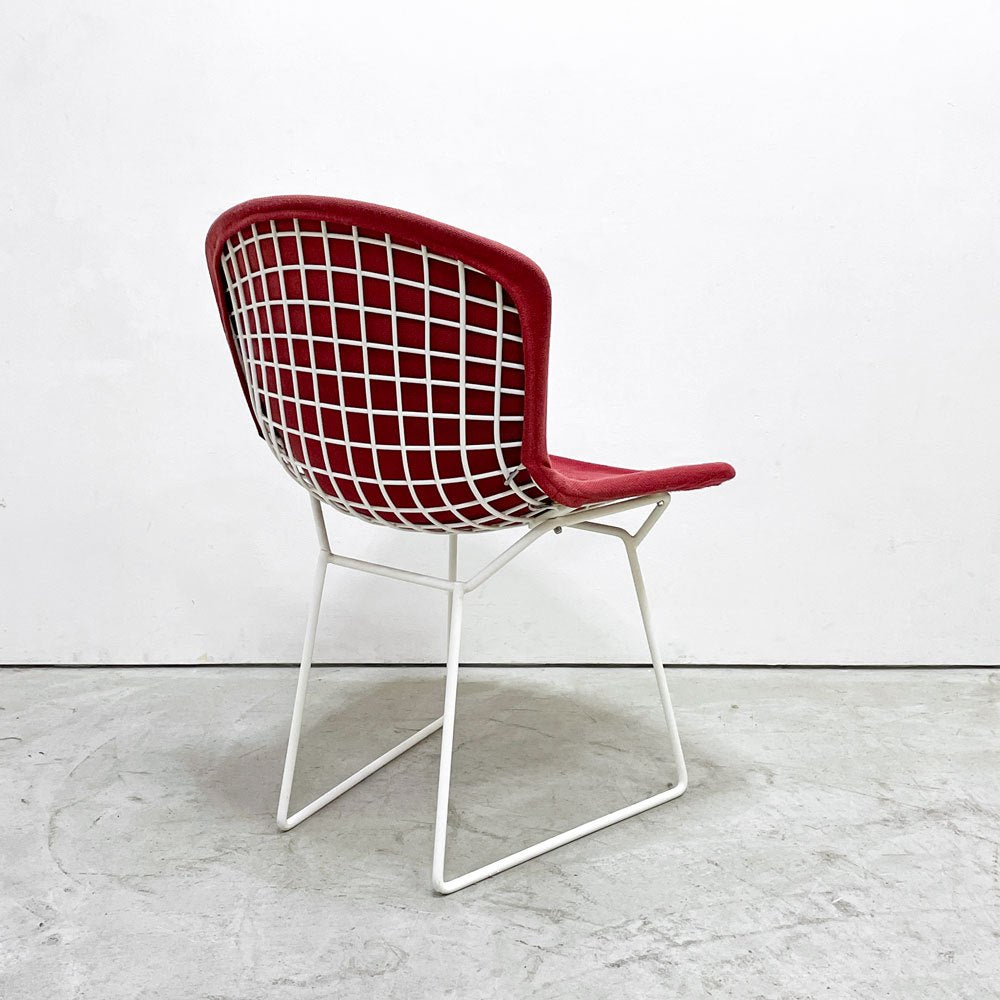 ノル Knoll 420 サイドチェア ワイヤーチェア ダイニングチェア ホワイト × レッド ファブリック フルカバー仕様 ビンテージ B ●