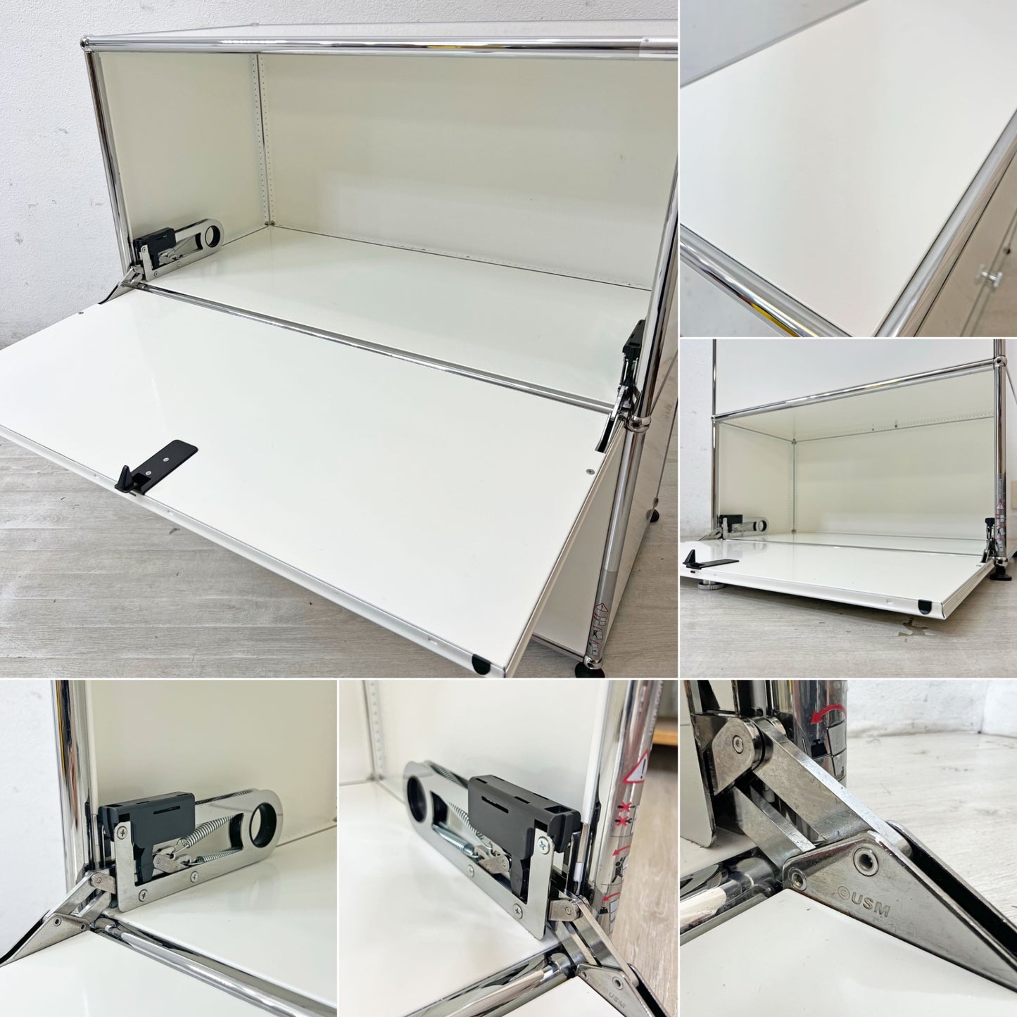 ユーエスエムハラー USMハラー USM Haller モジュラーファニチャー キャビネット 1列2段 ドロップダウン×2  W77×D37cm ●
