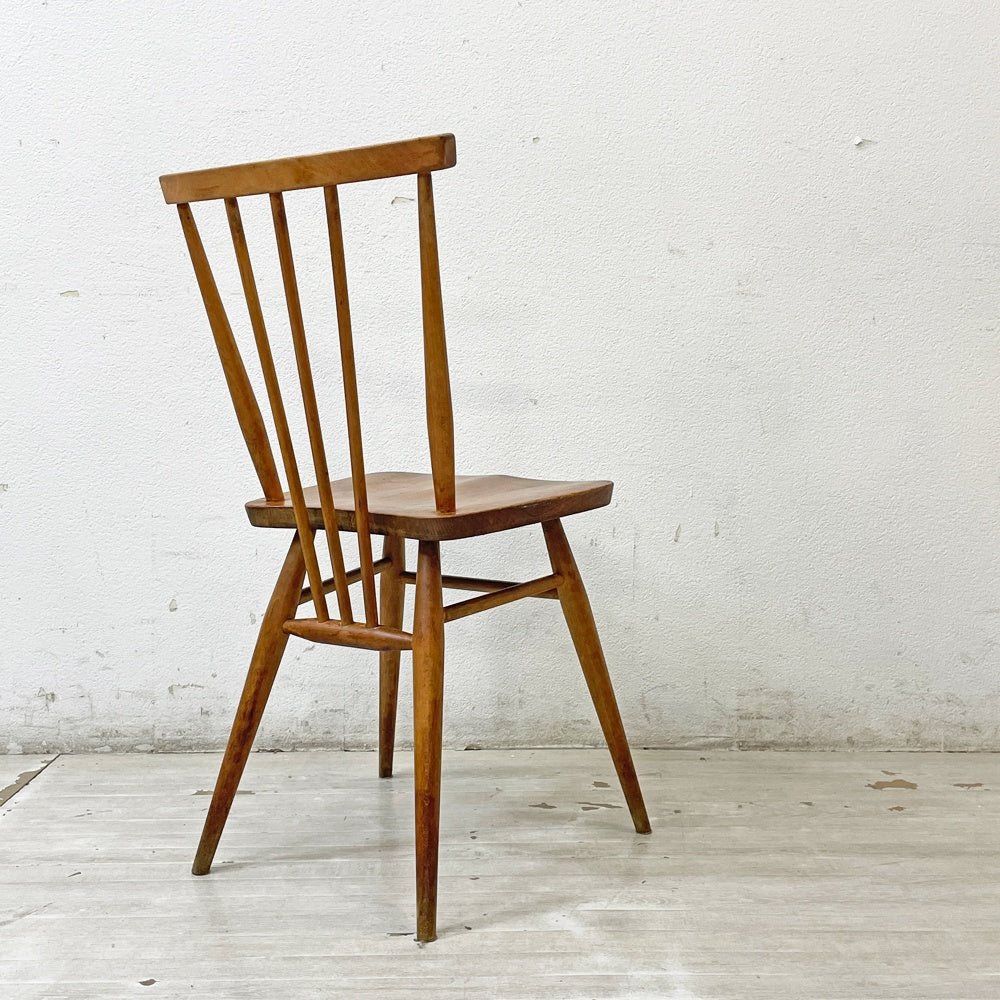 アーコール Ercol スティックバックチェア ダイニングチェア エルム材 UKビンテージ Vintage オイルフィニッシュ 英国家具 ●