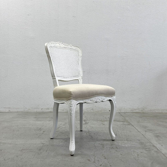 サラグレース Sarah Grace SGD デビュー ダイニングチェア DEBUT DINING CHAIR CHARM BD WHITE&NATURAL LINEN ラタンバック アンティーク風 オーク材 参考価格約55,000円B〓