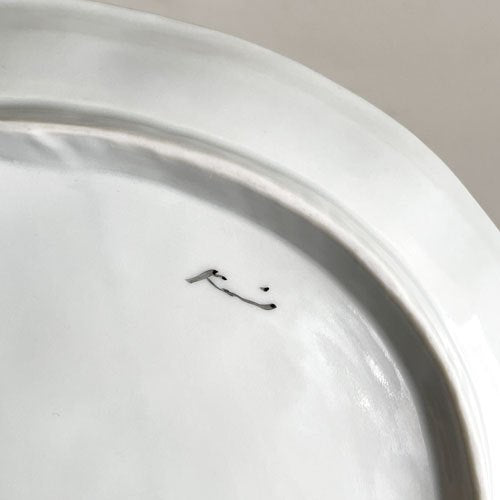 川合孝知 楕円皿 平皿 プレート 九谷焼 陶器 ヒビあり Φ23cm 現代作家 ■