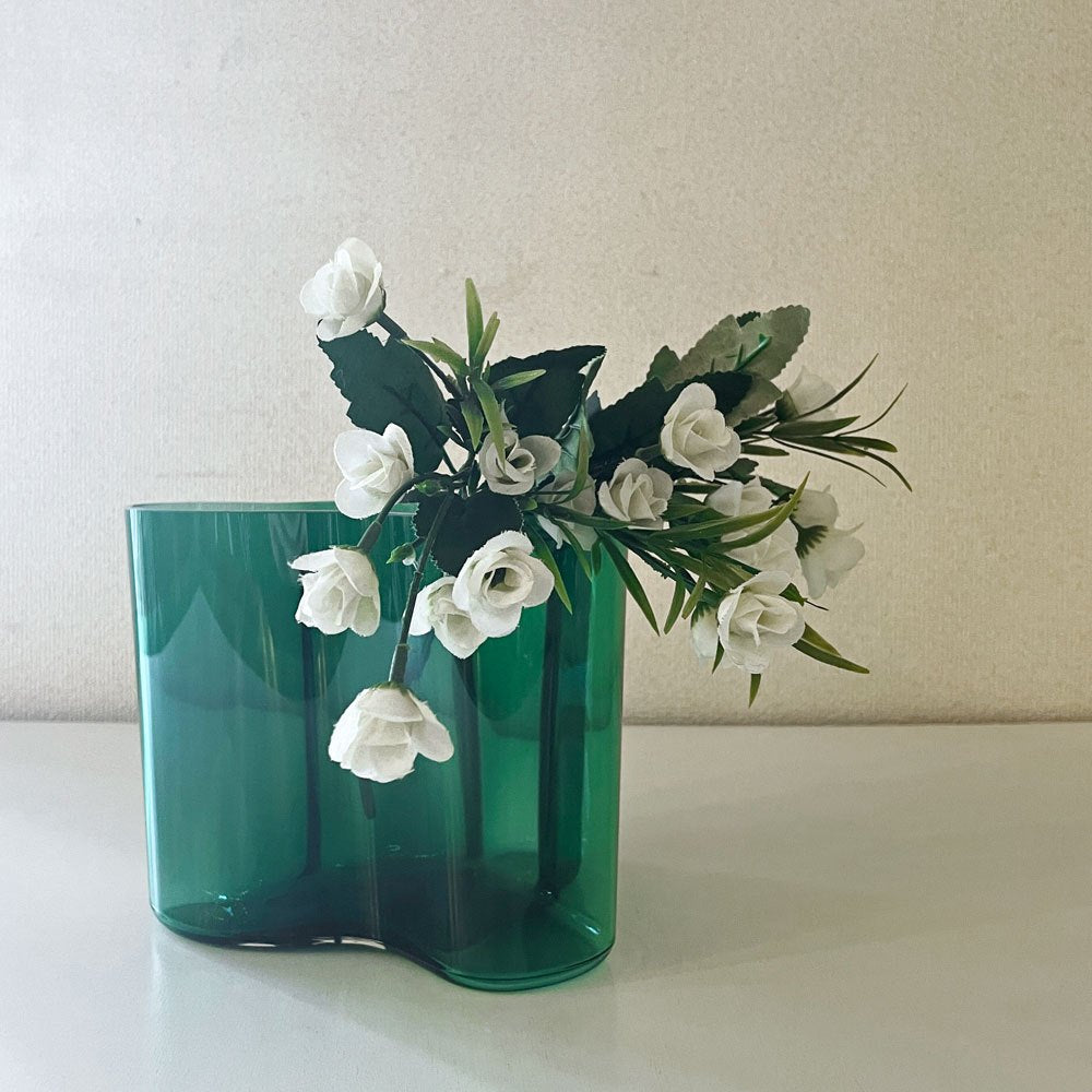 イッタラ iittala アルヴァ・アアルトコレクション Alvar Aalto Collection ベース 160mm エメラルド 箱付 フィンランド 北欧雑貨 廃番カラー ◎