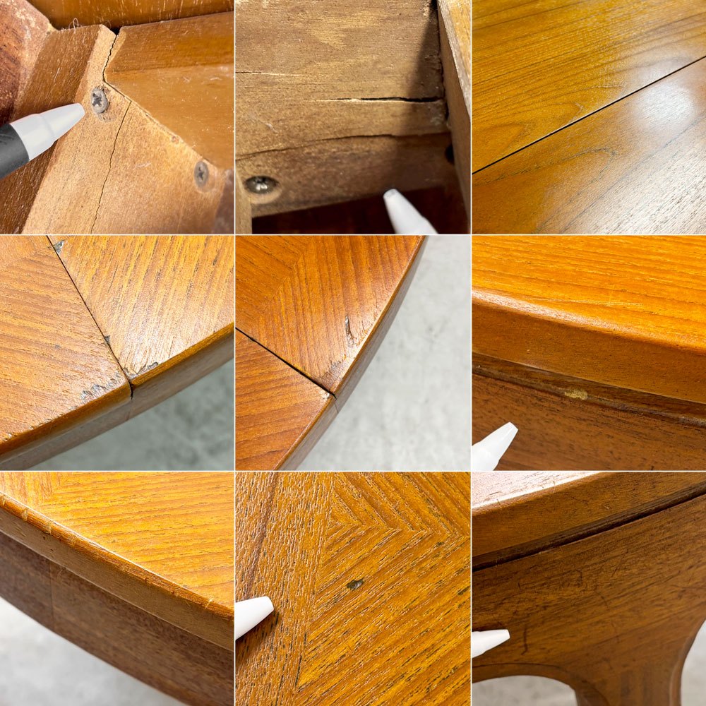 ネイサンファニチャー NATHAN Furniture チーク材 エクステンション ダイニングテーブル 伸長式 ラウンド W122cm 英国家具 UKビンテージ ●