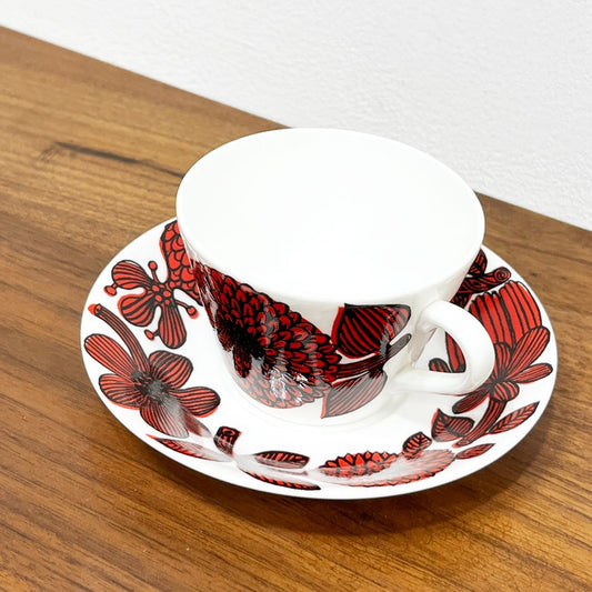 グスタフスベリ GUSTAVSBERG レッドアスター RED ASTER コーヒーカップ＆ソーサー C/S スティグ・リンドベリ スウェーデン 北欧ビンテージ ●