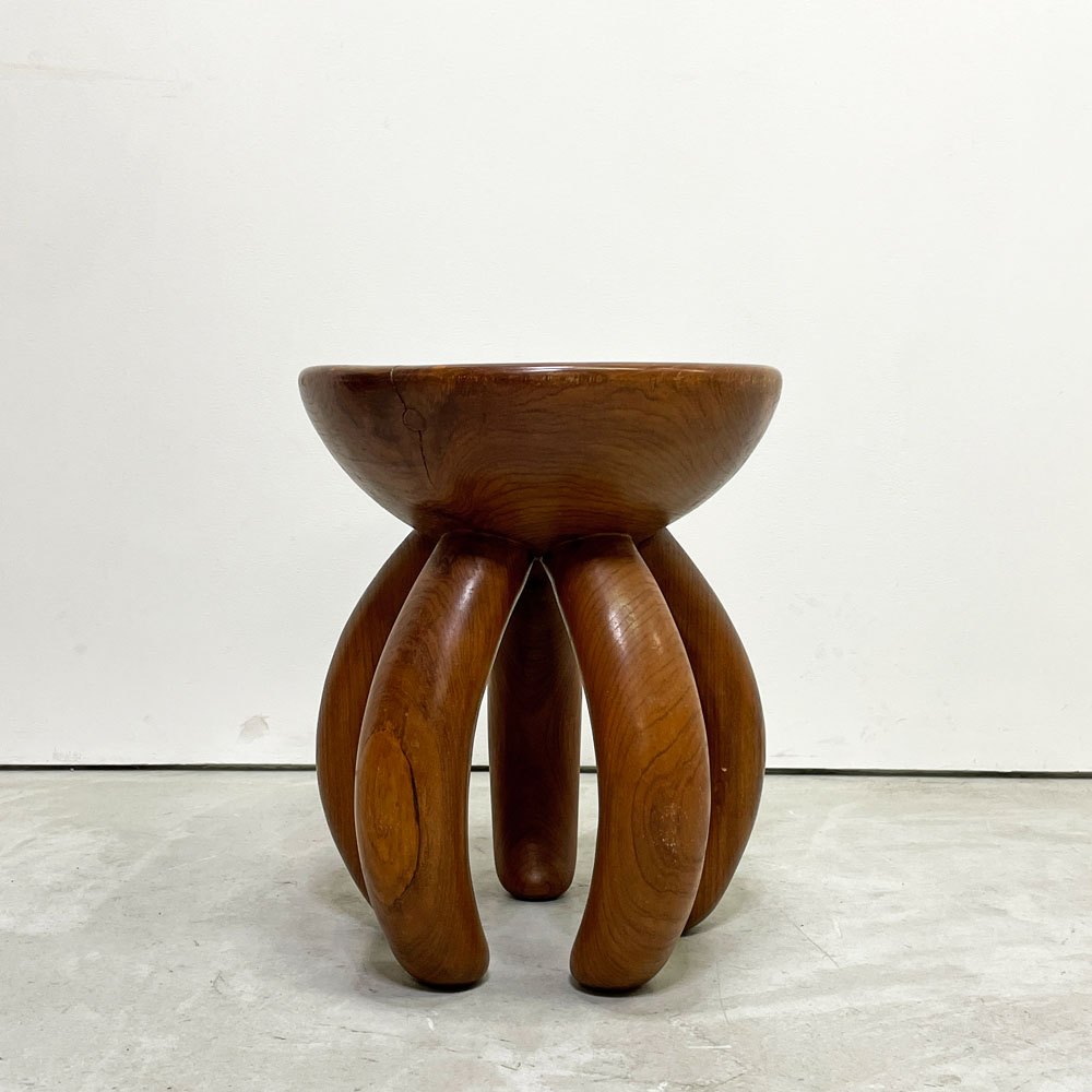 ヨーガンレール ババグーリ Jurgen Lehl Babaghuri チーク無垢材 スツール Stool 5本脚 丸太 ハンドメイド プリミティブ 希少 ●