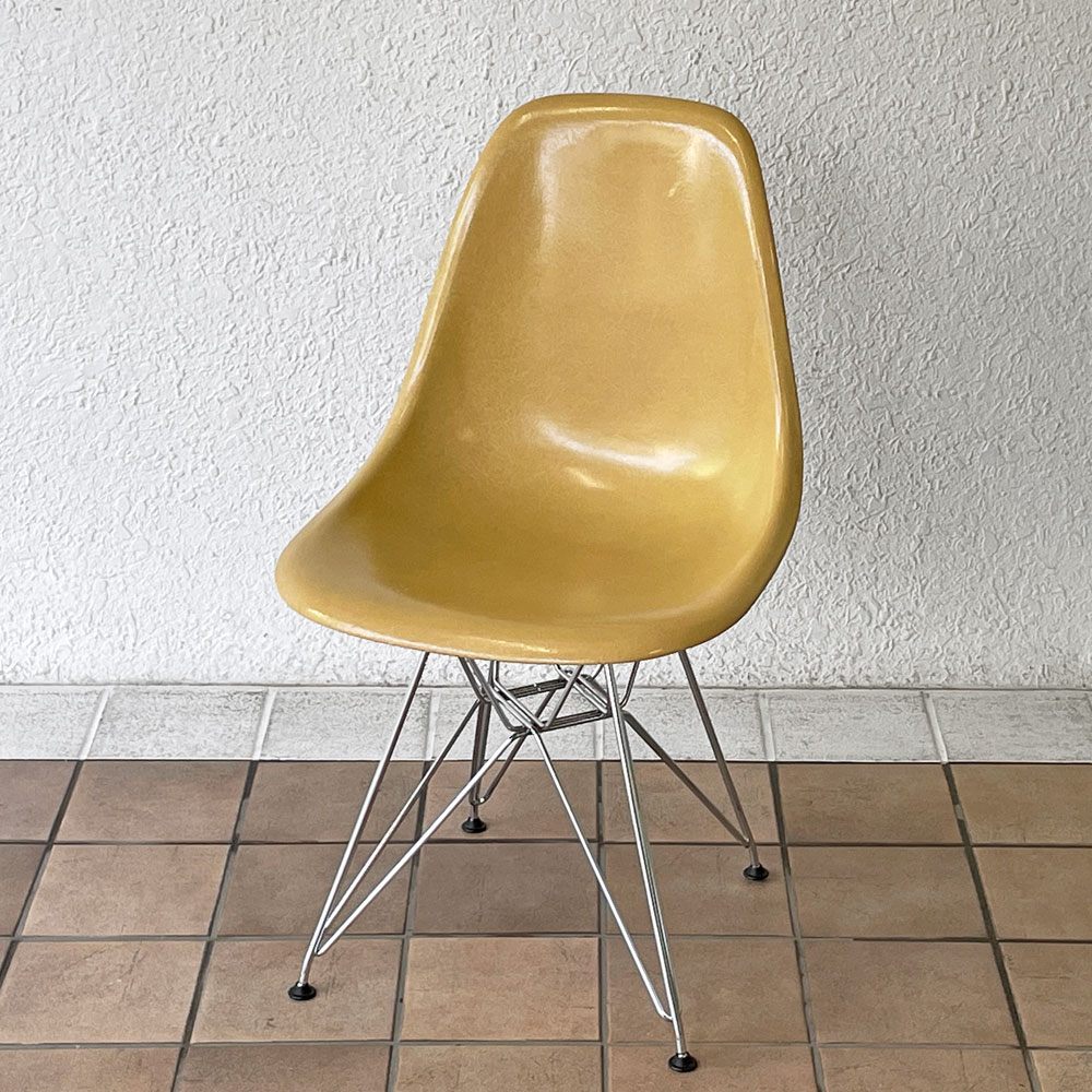 ハーマンミラー Herman Miller サイドシェルチェア セカンド 2nd FRP オークルライト エッフェルベース イームズ ビンテージ ◇