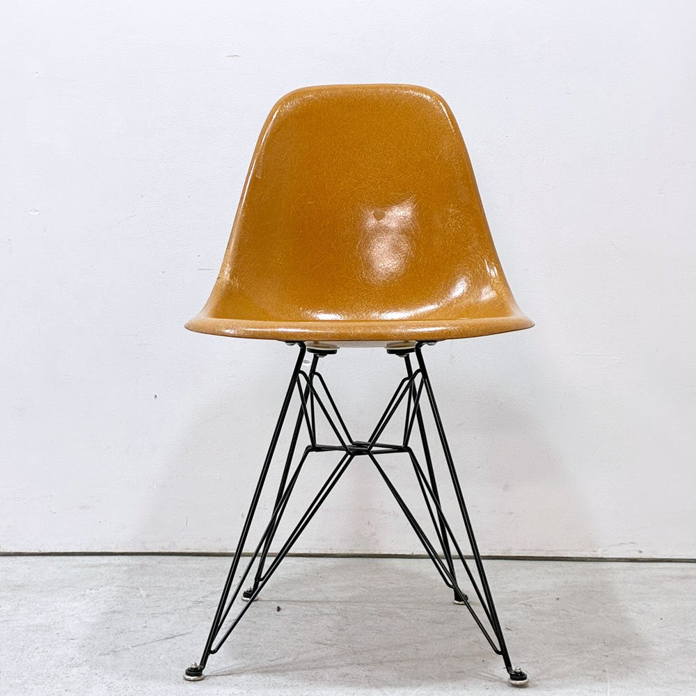 ハーマンミラー Herman Miller サイドシェルチェア セカンド 2nd FRP オークルダーク エッフェルベース C&R イームズ ビンテージ ミッドセンチュリー  ●