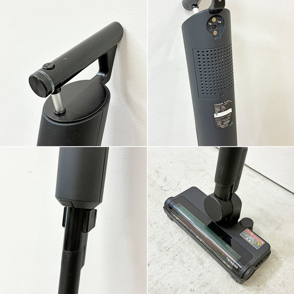 ツインバード TWINBIRD コードレススティック型クリーナー 掃除機 抗菌紙パック式 充電式 1.4kg TC-E264 2022年製 ブラック ●