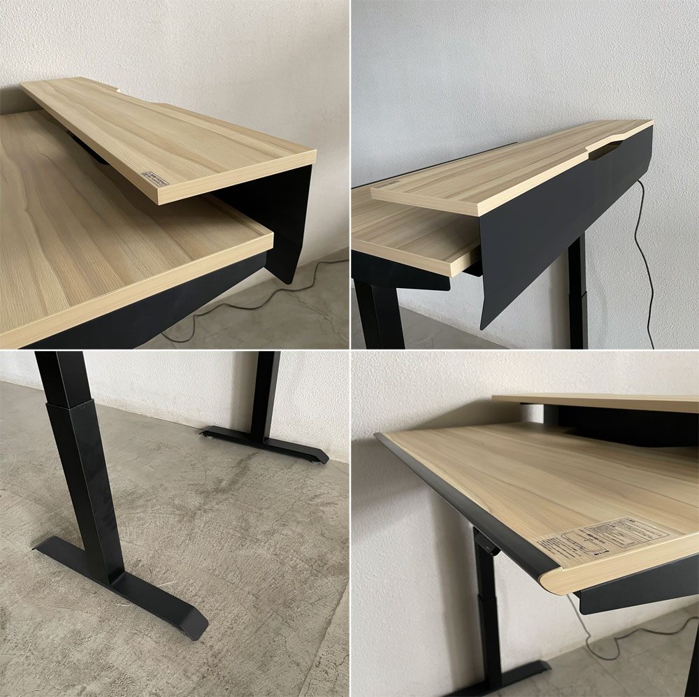 コクヨ KOKUYO ハイエンドシリーズ シークエンス SEQUENCE 電動昇降デスク W1150 チルト可 ベーシックレバー ハイグレードカラー ウォームミディアム天板 × ブラック脚 参考価格294,910円の品 〓