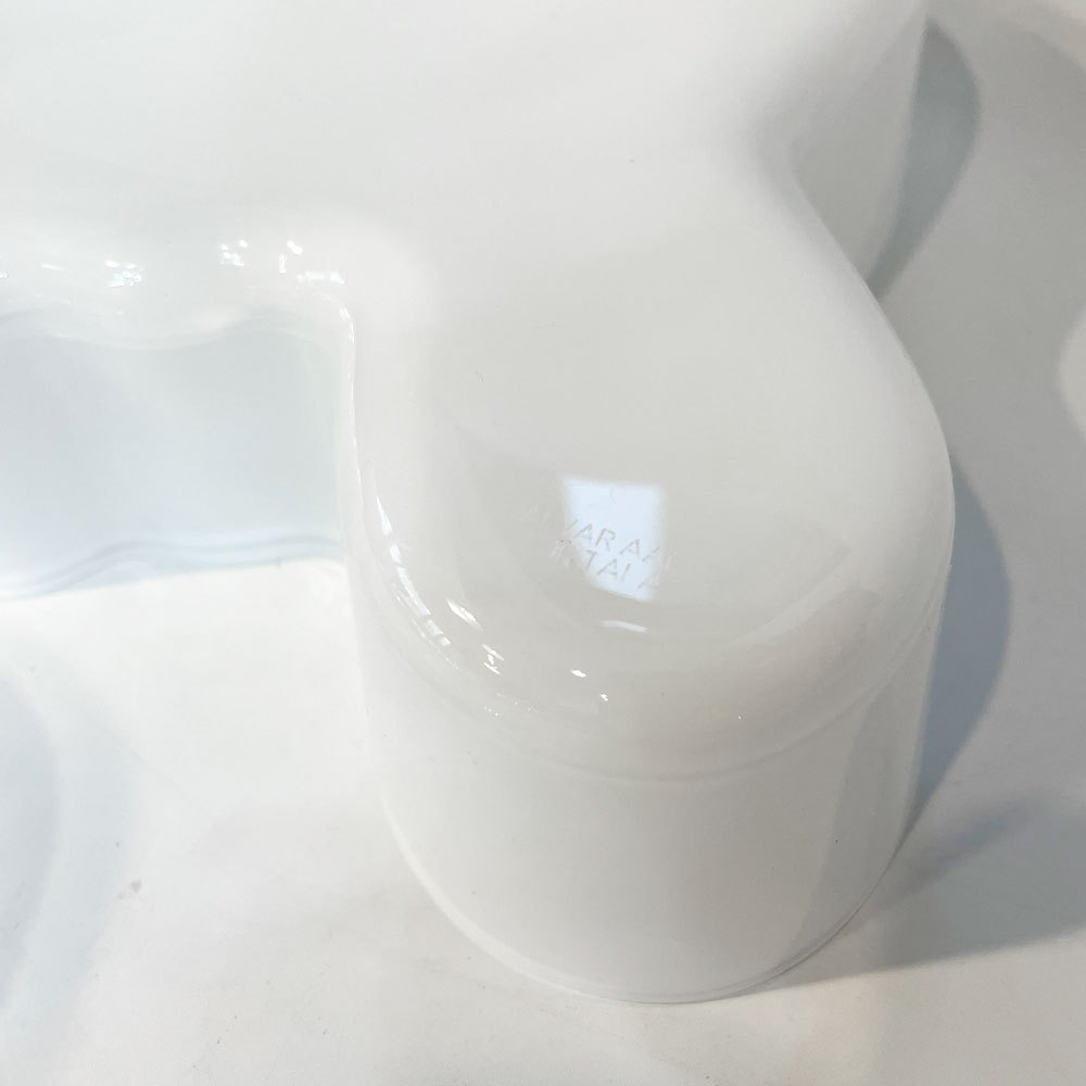 アルヴァ・アアルトコレクション Alvar Aalto Collection ボウル マルヤ malja クリア＆ホワイト 2個セット 小物容れ トレー Jyvaskyla刻印入り 限定版 廃番 ★