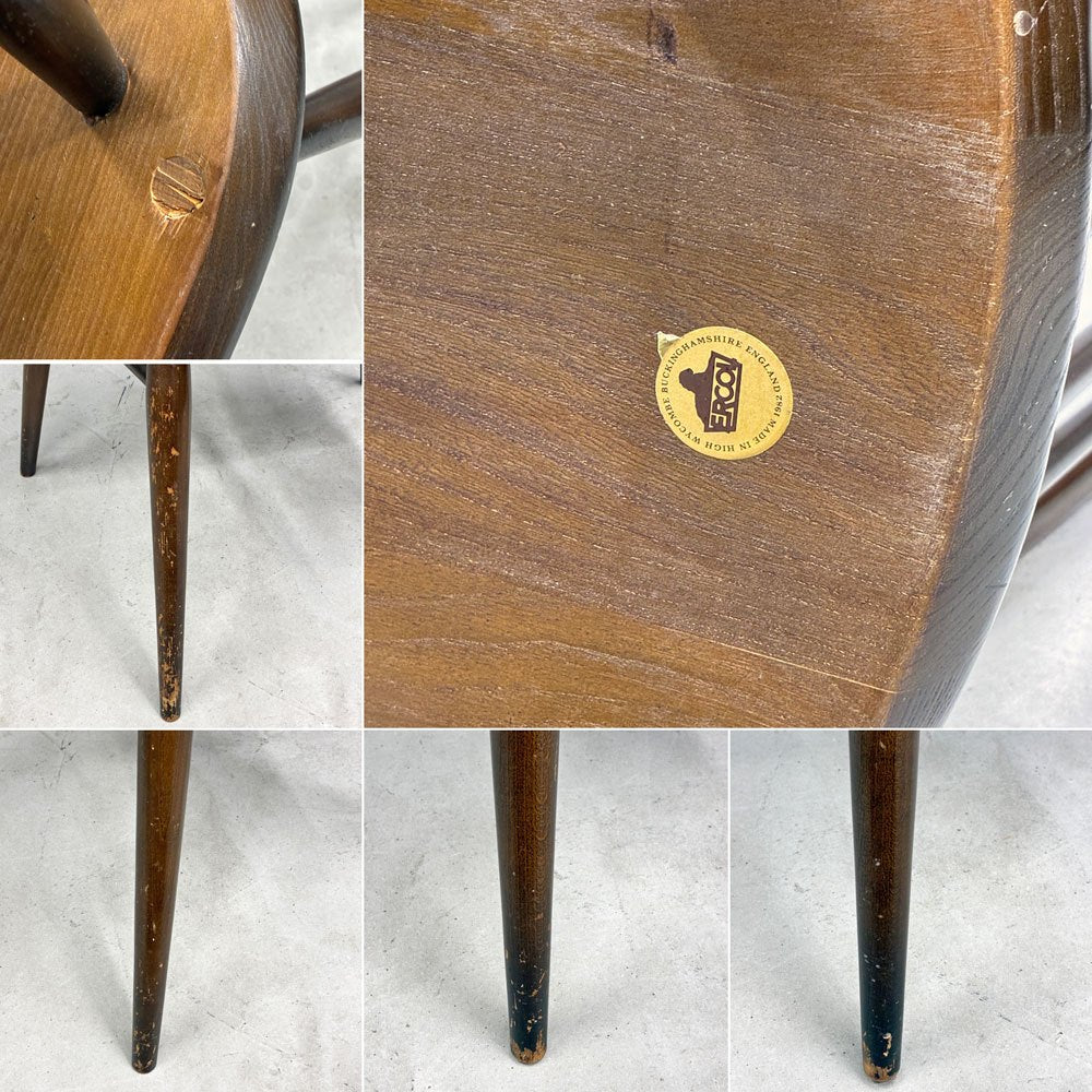 アーコール Ercol クエーカーチェア ダイニングチェア ハイバック オールドコロニアル ブラウン エルム材 × ビーチ材 UKビンテージ 英国家具 ◎