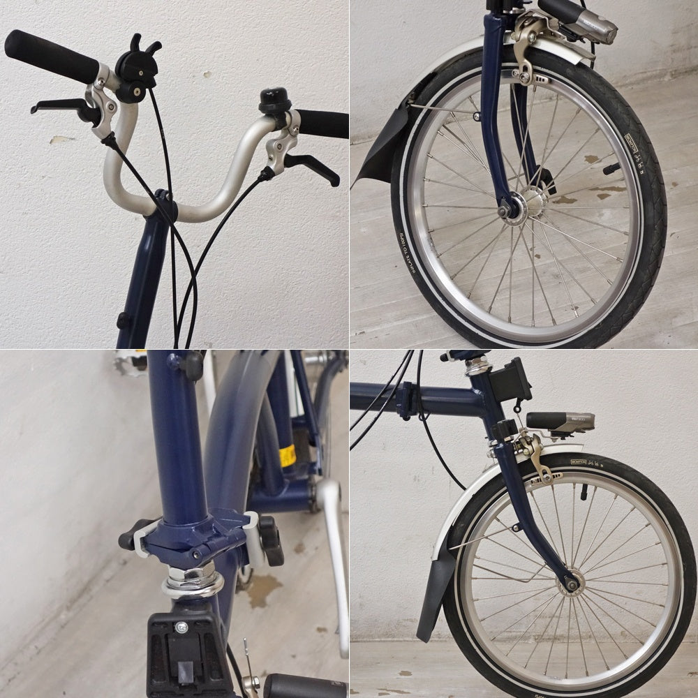 ブロンプトン BROMPTON 折りたたみ自転車 3段変速 ネイビー英国製 ●