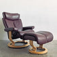 エコーネス EKORNES ストレスレス Stressless マジック Magic リクライニングチェア クラシックベース Mサイズ オットマン付き ボルドー系 〓
