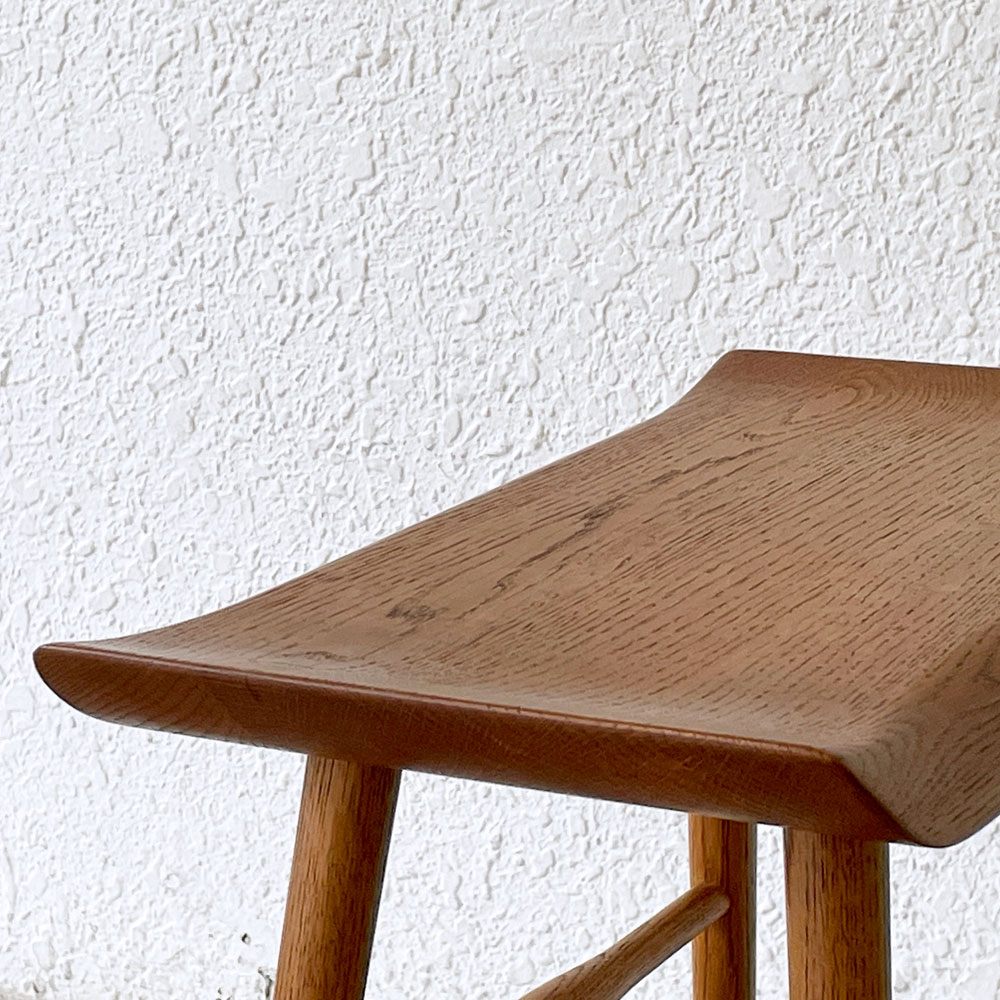 シキファニチア SIKI FURNITURE スツールテーブル STOOL TABLE 2 オーク無垢材 サイドテーブル W45cm 板座 国産家具 ◇