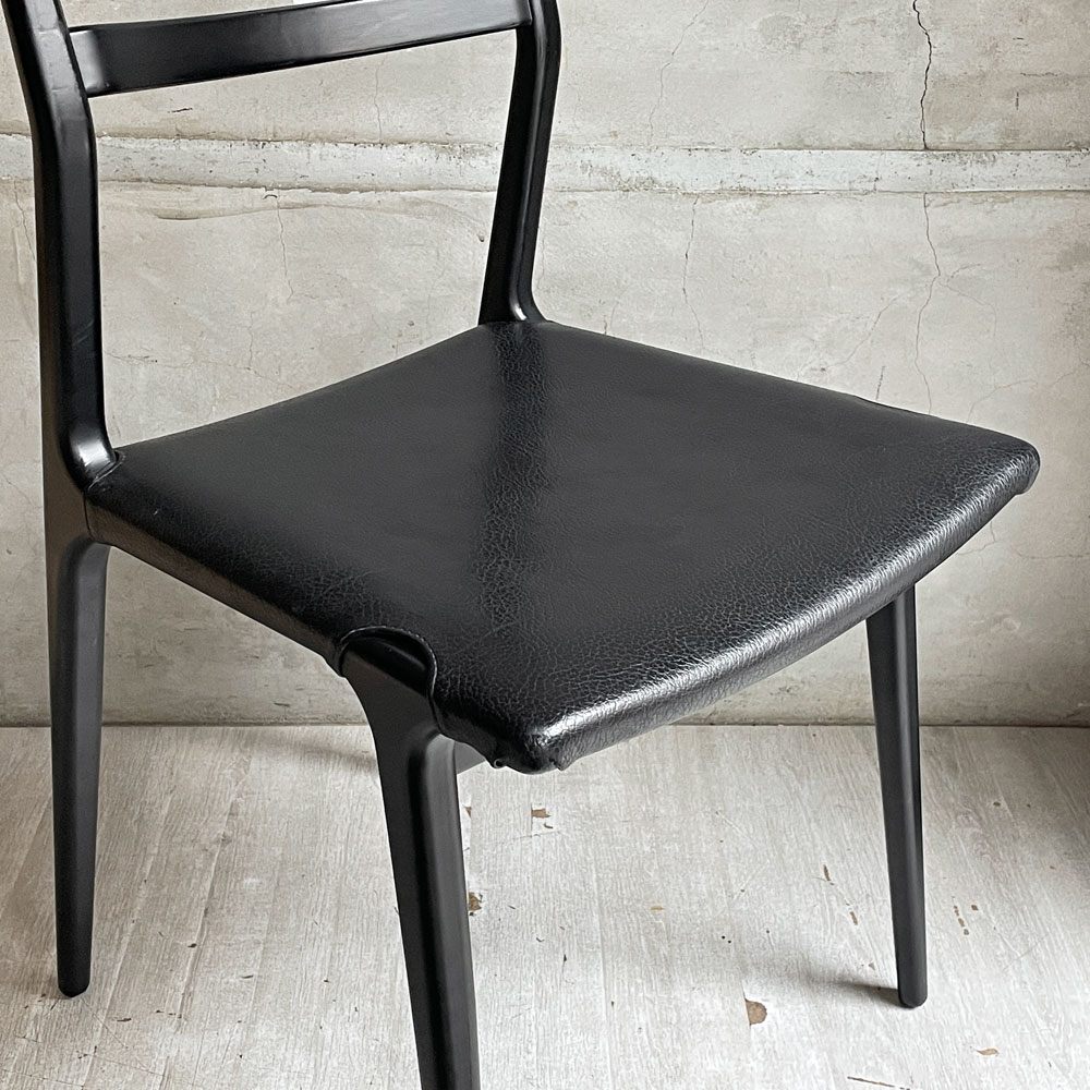 天童木工 TENDO インパラチェア Impala Chair ダイニングチェア ブラック レザー 本革 佐々木敏光 ジャパニーズミッドセンチュリーモダン D  ♪
