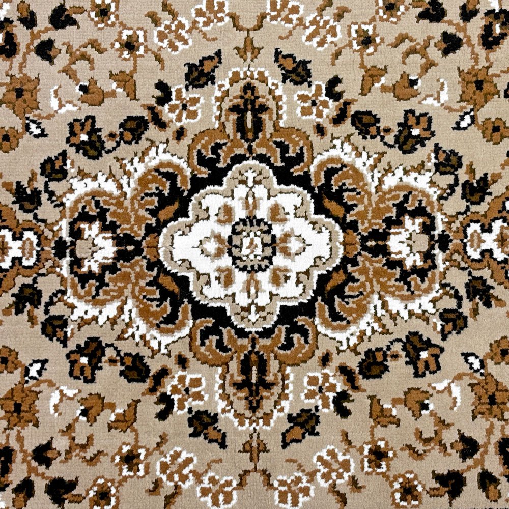 ベルギー ビンテージ ペルシャ絨毯柄 ラグマット 絨毯 幾何学模様 W140cm 現状品 ●