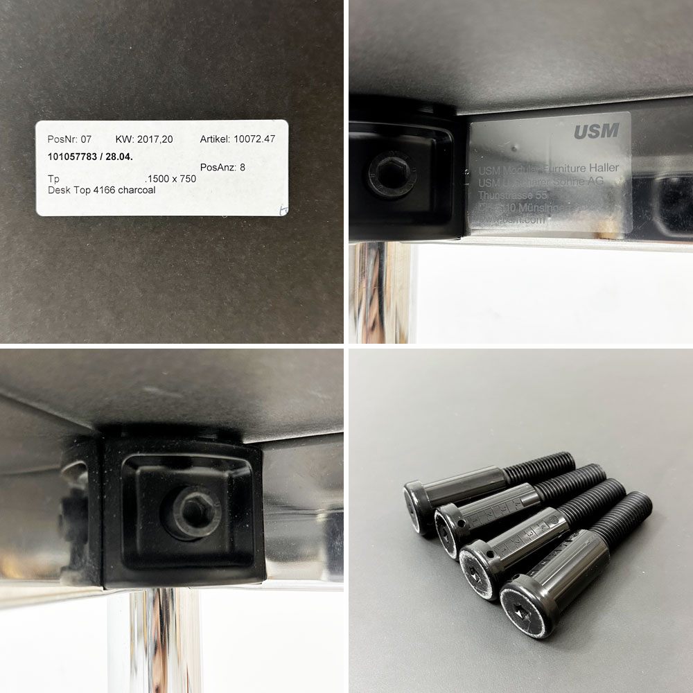 USMモジュラーファニチャー USM Haller USMハラーテーブル ワーキングデスク ダイニングテーブル チャコールリノリウム H74cm アジャスター B ●