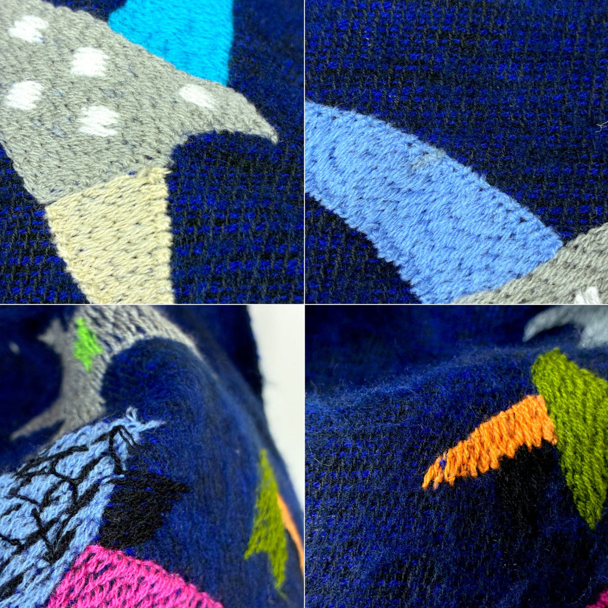 マーブルシュッド marble SUD バードショール BIRD SHAWL マフラー 刺繍 ネイビー 80×180cm 未使用品 参考定価￥17,380- ◎