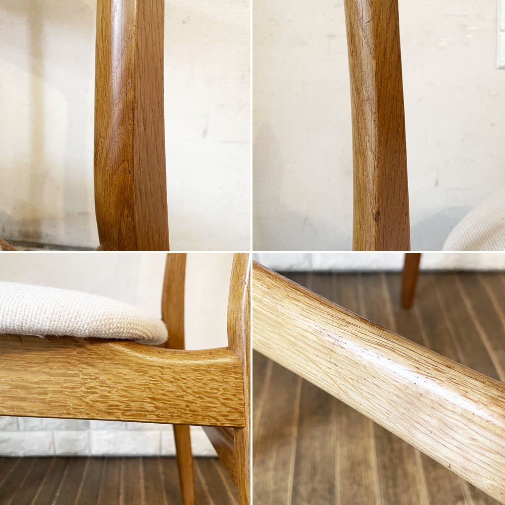デンマークビンテージ Danish Vintage チーク材×オーク材 ダイニングチェア ファブリック座面 オフホワイト系 北欧家具 talo取扱 ◎