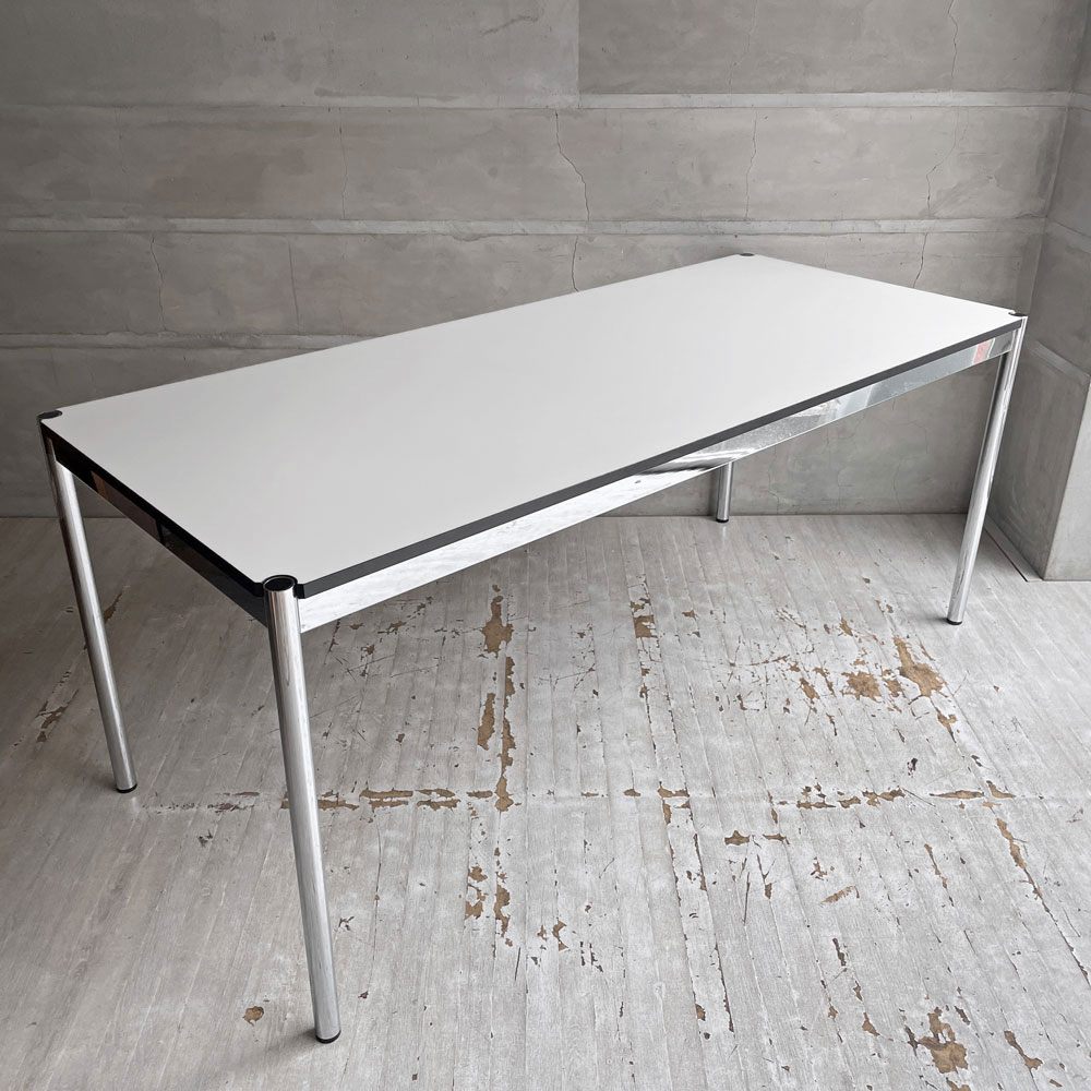 USMハラー USM Haller モジュラーファニチャー ハラーテーブル ワークデスク ダイニングテーブル W175cm パールグレーラミネート (ホワイト) 高さ調節機能付き スイス ♪