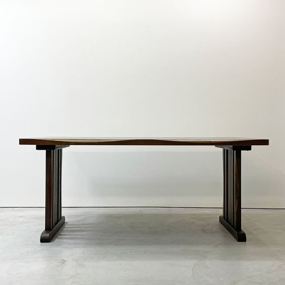 大川家具 鎌倉 ダイニングテーブル オーク材 シンプルデザイン ダークブラウン  W160cm ●