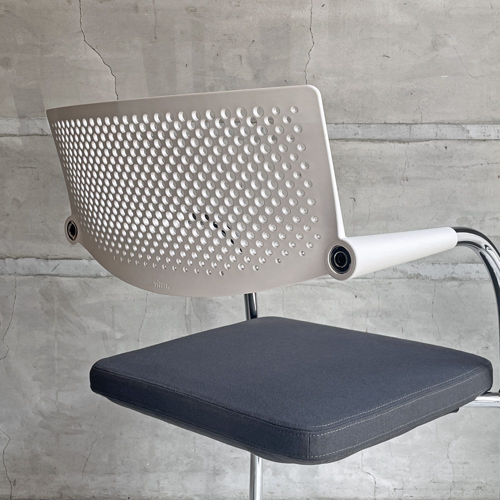 ヴィトラ vitra ビザビ2 Visavis2 アームチェア デスクチェア ホワイト/グレー カンティレバー スタッキング可能 アントニオ・チッテリオ C ♪