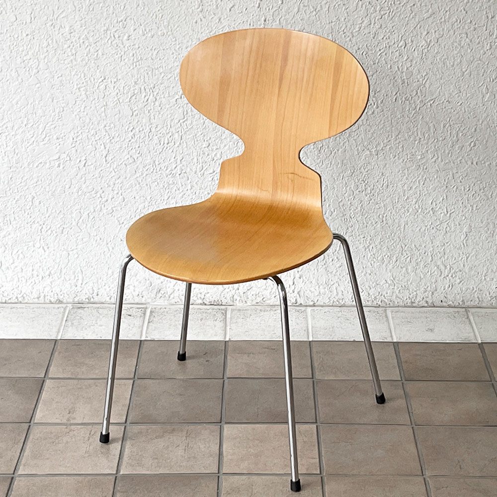 フリッツハンセン Fritz Hansen アントチェア 4本脚 ナチュラルビーチ ラッカー アルネ・ヤコブセン 北欧家具 A ◇