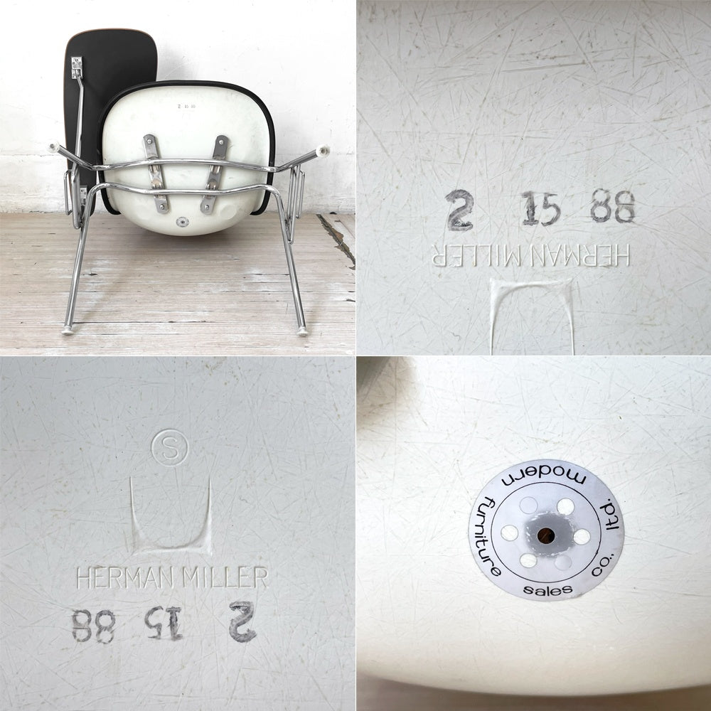 ハーマンミラー Herman Miller サイドシェルチェア セカンド 2nd ビンテージ アプホルスター スクールベース スタッキングベース 肘掛けテーブル付 イームズ ミッドセンチュリー H ★