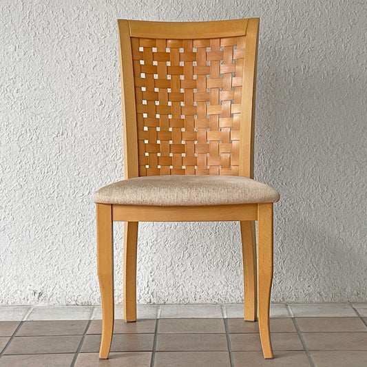 カリガリス Calligaris ダイニングチェア ハイバック ビーチ材 編み込み ファブリック ナチュラルモダン B ◇