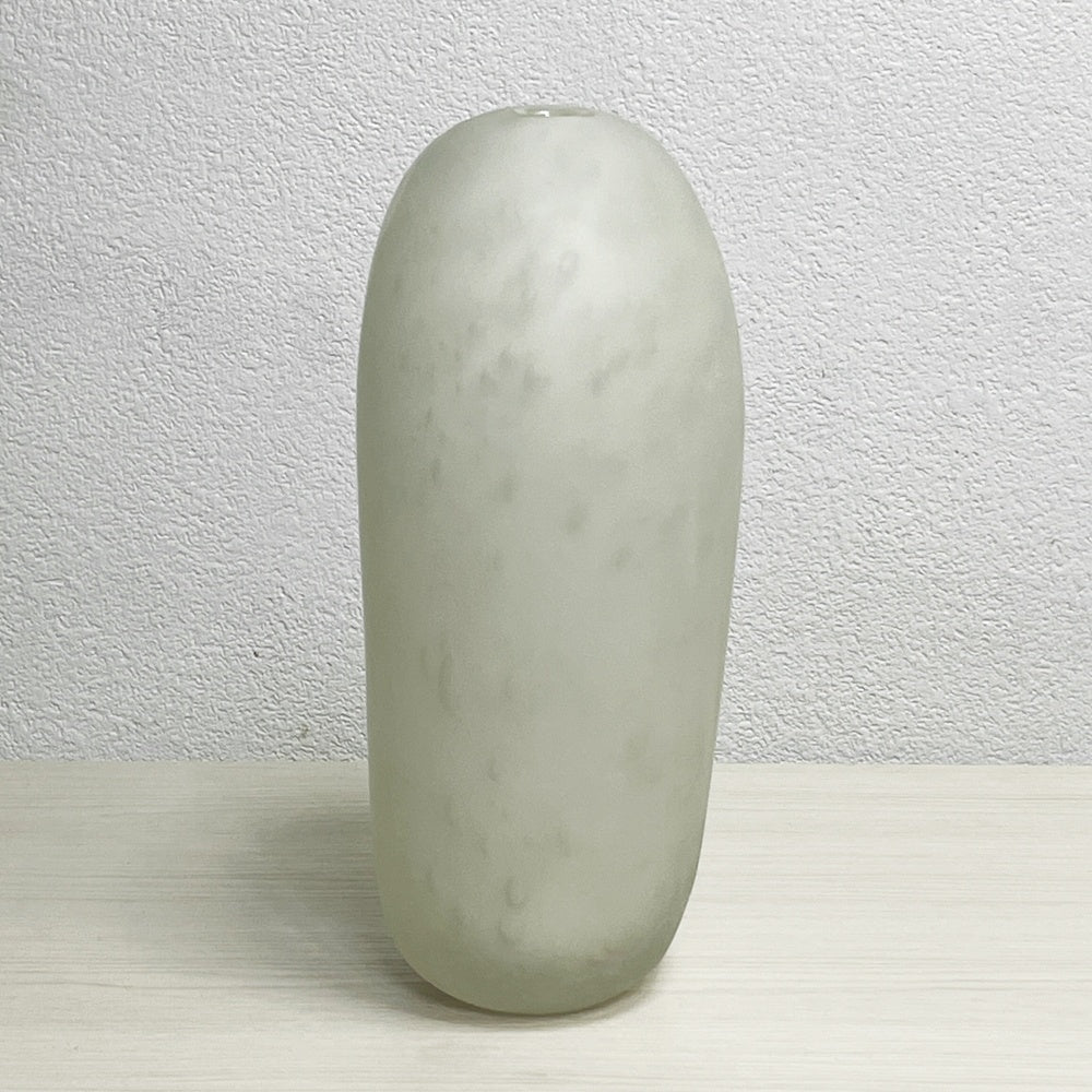 作者不明 unknown ガラス フラワーベース 一輪挿し 花器 H27cm マット加工 マーブル カットサイン有 ●