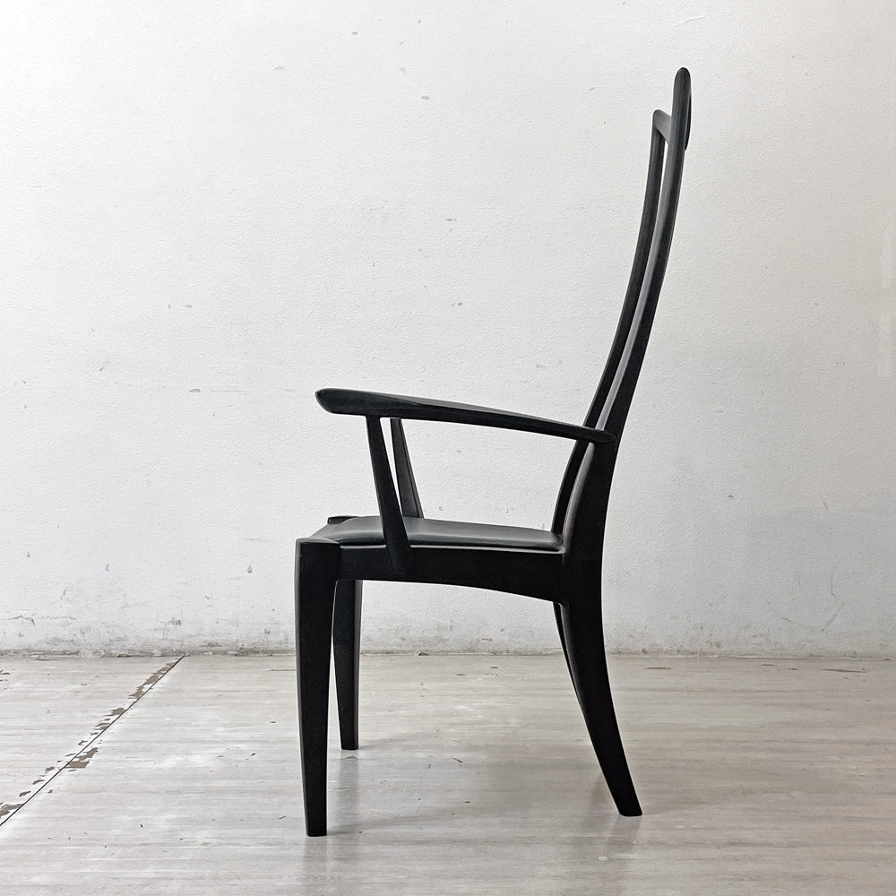 クラフトファニチャー Craft furniture ハイバックチェア ダイニングチェア アーム 無垢材 レザー モダンデザイン ●